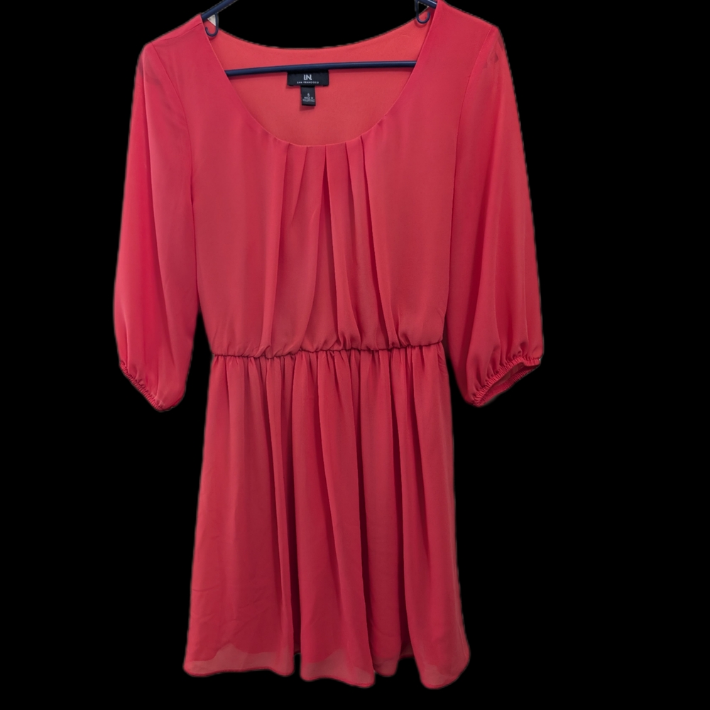 I.N. San Francisco Coral 3/4 Sleeve Dress